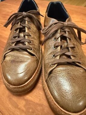 Men's Metallic Brown Lace-Up Sneakers